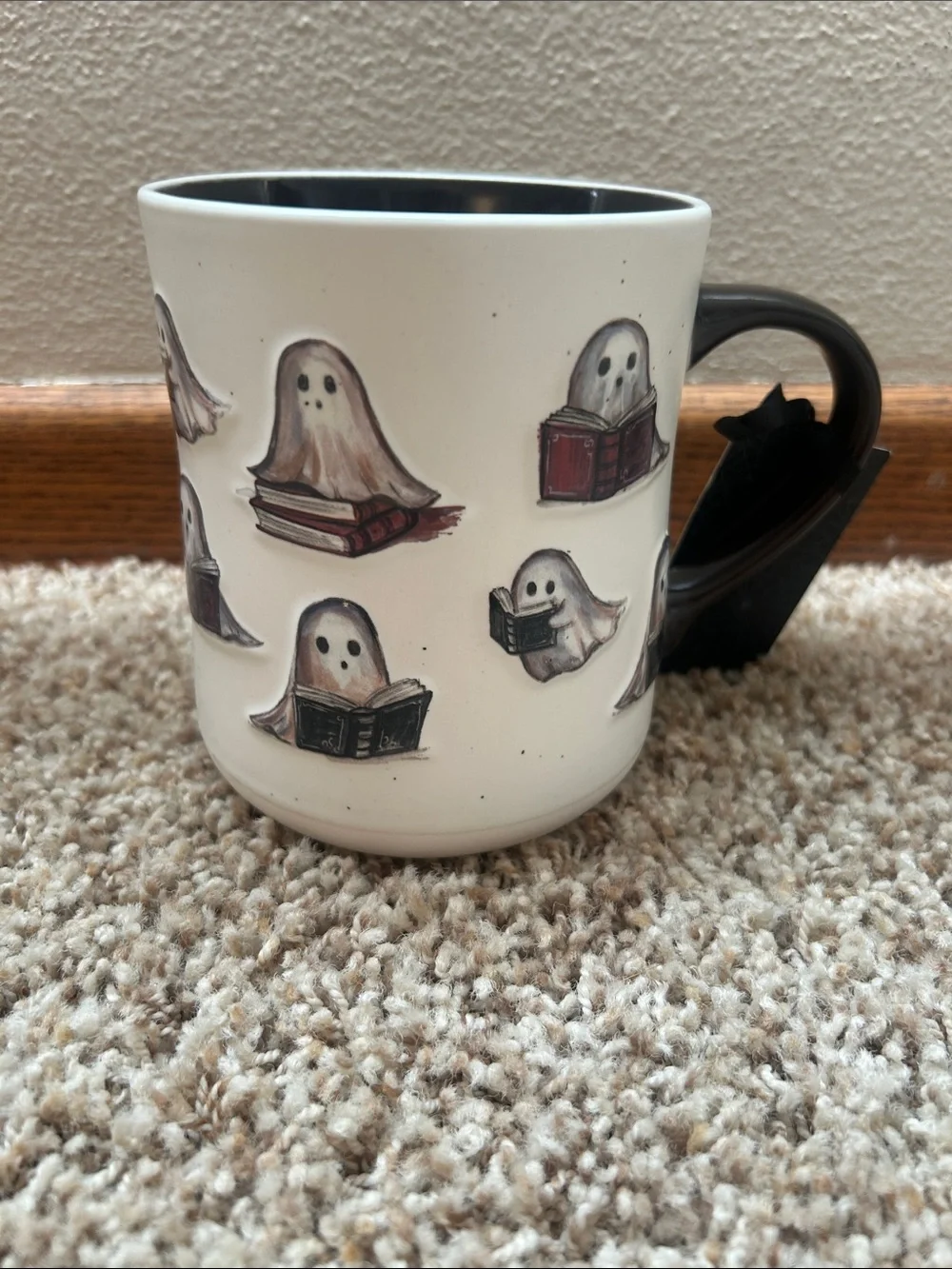 Cobwebs & Cauldrons Ghosts Reading Ceramic Mug - White